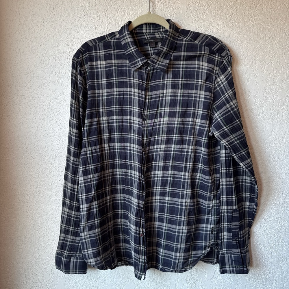 John Varvatos Dark Checkered Button Down Shirt
